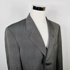 Mani x Giorgio Armani 42L Sport Coat Gray Herringbone 100% Wool Three Button